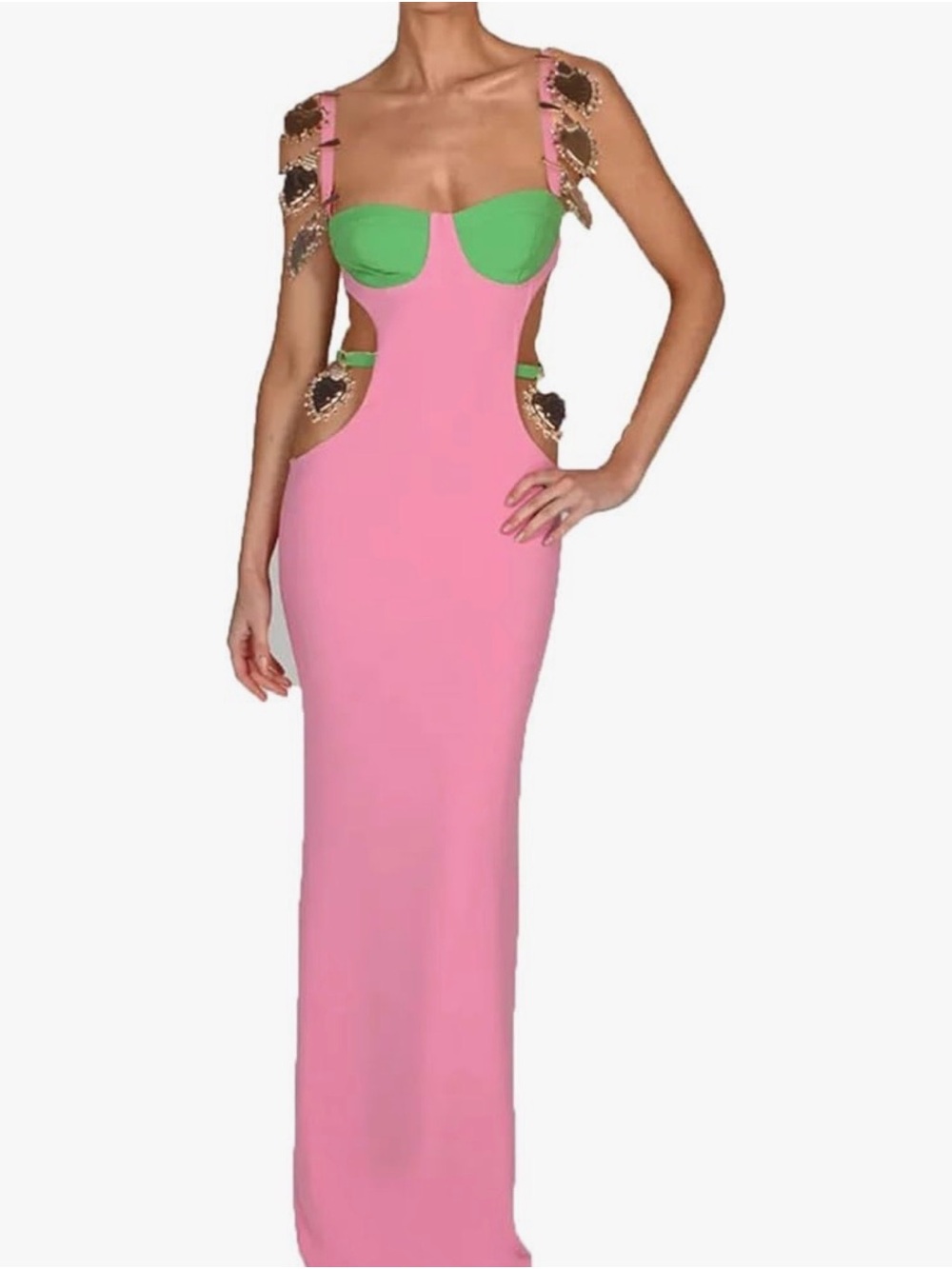 Strappy Metal Trim Cut Out Maxi Dress